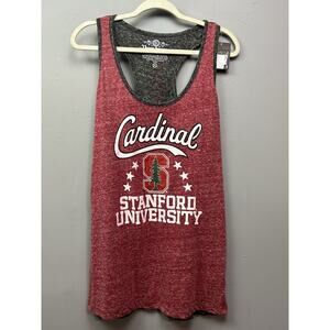 Stanford University Cardinal‎ Tank Top Womens XL Gray Red Racerback Graphic NEW